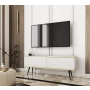 Szafka RTV Biało - Złota 135 cm Noga Czarna - Złota MDF